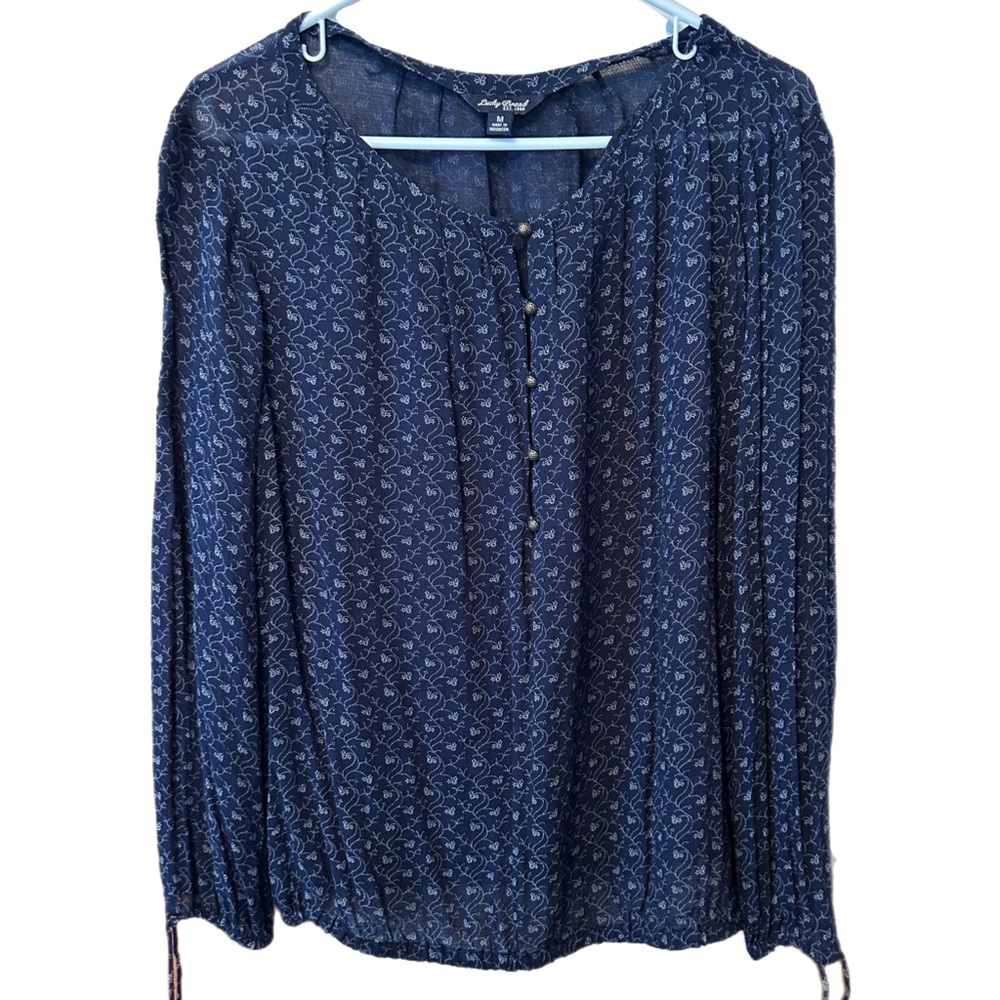 Navy Blue Patterned Women's Top